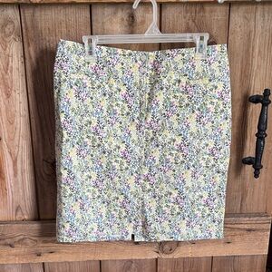 J. Jill Live-in Chino Floral Pencil Skirt in Yellow, Pink, Blue w pockets!